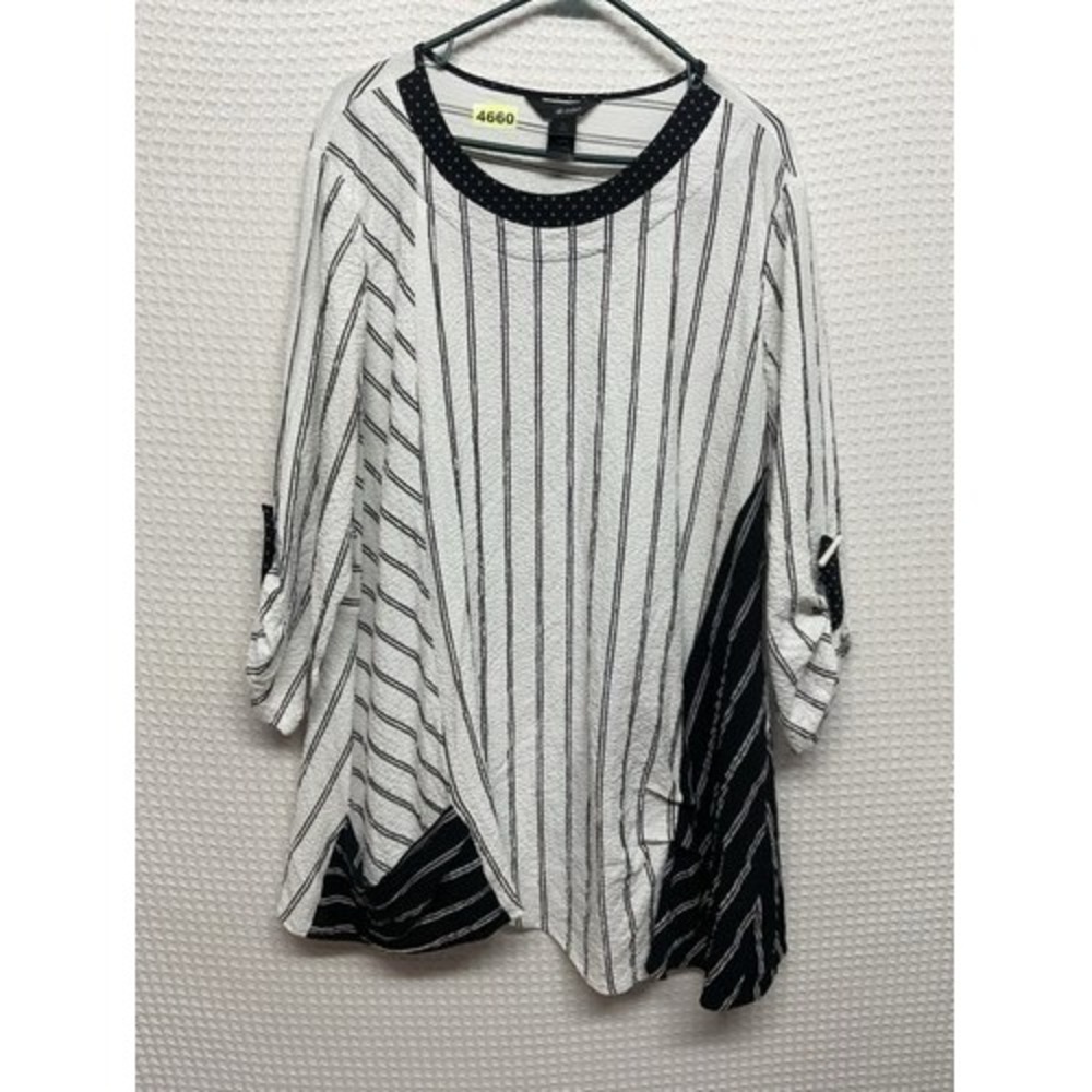 Ali Miles Crinkle Texture Asymmetric Pocket Tunic Blouse Top Women XL China